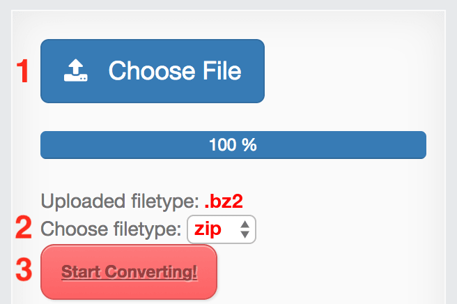 How to convert BZ2 files online to ZIP